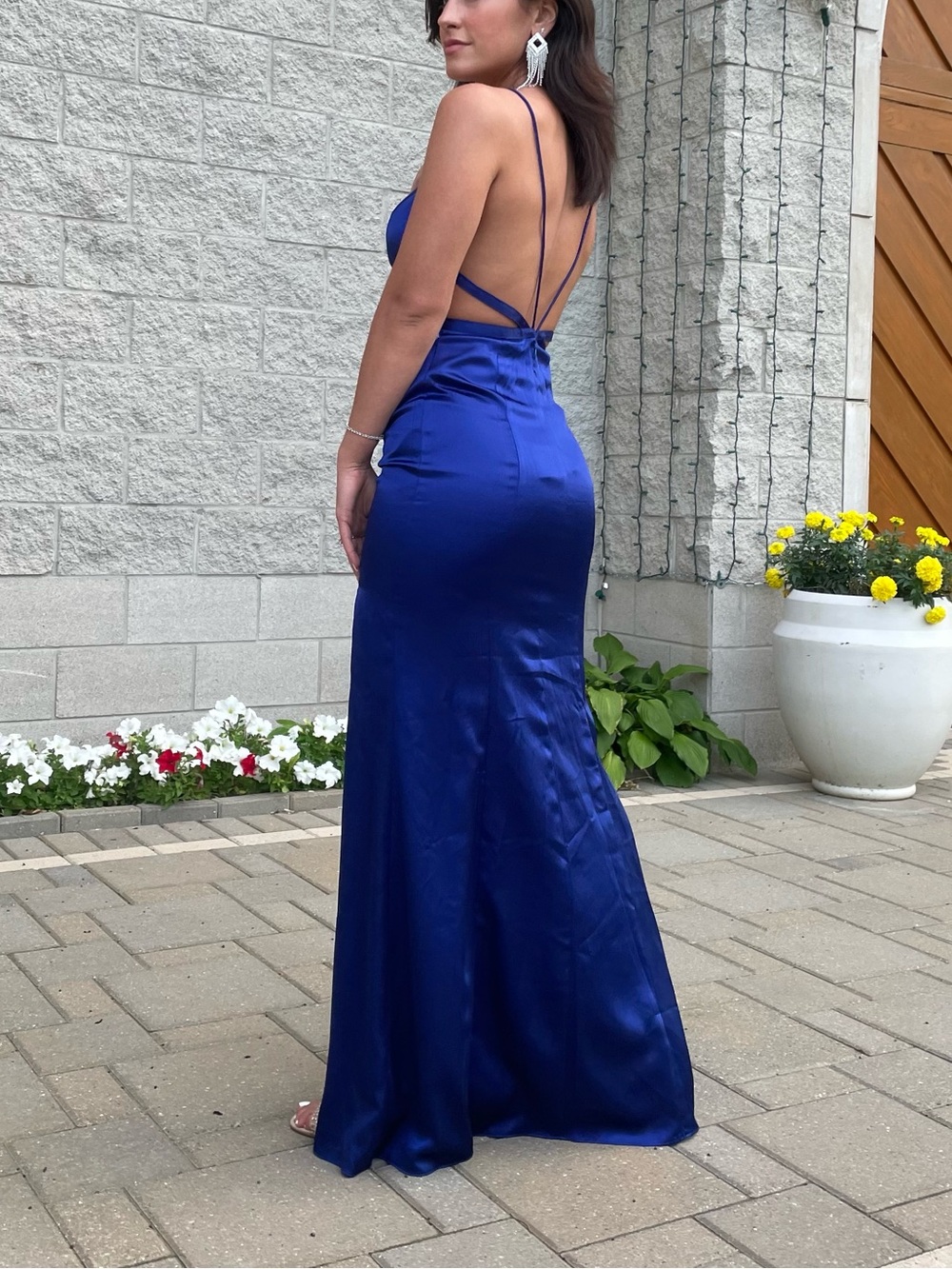 Aidan Mattox Cobalt Blue Satin Maxi Slip Dress